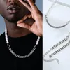 Hiphop Half 7mm Miami Cuban Link Chain And Half 8mm Pearls Choker Necklace For Men And Women In Stainless Steel JewelryQ0115267l