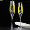 Vinglas 2st bröllop Champagne Glass Set Toasting Flute With For Rhinestone Crystal Rimmed Hearts Drink Goblet Cup