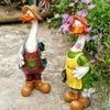 Gartendekorationen Paar Entenstatue Harz Ornamente Cartoon Kunst Tierskulptur Outdoor Landschaft Teich Hof Rasen Dekoration