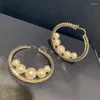 Dangle Oorbellen Zilver Kleur Kubieke Zirkoon Parel 2023 Trend Grote Cirkel Ronde Vorm Voor Vrouwen Sieraden Vrienden Cadeau Bruiloft