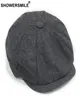 DOUCHE Noir Gris Laine Chapeau Homme Casquettes Gavroche Tweed À Chevrons Chaud Hiver Chapeau Octogonal Mâle Femelle Gatsby Rétro Casquettes Plates S10207431611