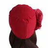 Ubranie etniczne Kobiety stały kolor Piękny kwiatowy turban czapka elastyczna tkanina czapka muzułmańska owijka szalik damski bandanas