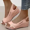 Sandales à talons compensés pour femmes, chaussures d'été à plateforme, bout ouvert, élégantes, mode Rome, 2023