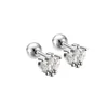 Stud Earrings 925 Sterling Silver Zircon Mini Screw-back Closure Pierced Ears Women's Fashion Minimalist Small Cartilage Jewelry