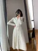 Robe de soirée longue de luxe blanc tricot coréen hiver pour les femmes robes de soirée élégantes Chic robes élégantes pour femmes 231226