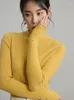 Kadın Sweaters Dushu 7.1% Yünlü Nazik Mizaç Yarım Belelek Dip Gömlek İnce Kış Kadınlar Siyah Kazak Kumbası İnci Tasarım