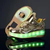 靴LEDキッズ2ホイールスケートシューズローラーアウトドアスニーカーデタッチ可能なスケートボーイズガール2列ブラックギフトスライドバッテリー充電式