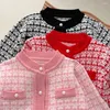 Ensembles de vêtements automne bébé fille vêtements tricoté ensemble tenues à carreaux mini jupe avec col rond boutonné cardigan de 2 à 7 ans