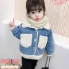 Fall Fall Kids Jean Vest Fleece Faual Faux Fur Stest Girls Justies Winter Complements Toddler Defical Denim Solid Coll Baby Girls 231225