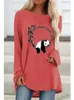 Kvinnors tröjor Söta panda 2023 Autumn/Winter 3D Printing Solid Color Fashion T-shirt rund nacke Pullover Löst casual skjorta plus storlek