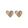 Kolczyki stadninowe Minimalistyczne cyrkonia perłowe serce dla kobiet wykwintna małe biżuterię imprezową