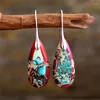 Dangle Earrings Sun -Lit Paintings Jasper Teardrop Bohemia Emperer Stone Water Dropering Natural Raw Gemstone Imperial Women