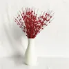 Dekorativa blommor 1pc 12forks glitter bär lämnar julgran dekoration torkad gren korall gyllene pulver blommakälla material år