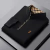 Men's Polos Luxury Long Sleeve T-shirt Cotton Autumn Fashion Zipper Embroidery Business Casual Standing Collar Pullover