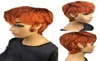 Gember oranje kleur Pruik Kort Golvend Bobkapsel Pixie-cut Volledig machinaal gemaakt Geen kant Pruiken van echt haar met pony Voor zwarte vrouwen Brazilian9851401