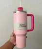 With Logo DHL Quencher 40oz Tumbler Tie Dye Light Blue Pink Leopard Handle Lid Straw Beer Mug Water Bottle Powder Coating Outdoor Camping Cup B1226