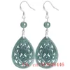 Dangle Earrings 925 Silver Natural Myanmar Emerald Green Jade Hollow Out Phoenix DIY Jewellery Hand-Carved Woman Luck Amulet Gifts