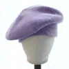 Berets elegantes chapéus femininos bonés senhoras chapéu angora boina para mulheres homem inverno meninas macias