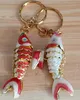 6 cm swing Lifelike Email Koi Fish Keychain Keyring Cute Cloisonne Carp Fish Key Chain Pendant Charms Women Kids Geschenken met Box5004263