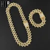 Hip Hop Bling Iced Out Vol Strass Heren Doornen Armband Gold Prong Cubaanse Link Chain Armband Ketting Voor Mannen sieraden Y23245