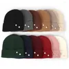 Bérets à la mode perle bonnets chapeaux femmes élégantes unisexe chaud dames automne hiver chapeau hip-hop rayé bonnet Chapeu Feminino casquette