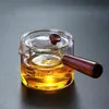 Sets Sidetoside thickening of teapot heatresistant glass teapot filter teapot wood green orange octagonal hammer tea separator