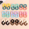 FishSheep Simple Acrylic Link Chain Drop Earrings Neon Color Geometry Circle Dangle Earrings for Women y2k Jewelry 231226