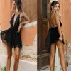 Sequin Backless Bandage Summer Dress Bodycon Women's Sexy Nightclub Party Mini Dress Black Bandage Deep V-neck Dress Vestidos 231226