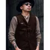 Elegante Man Vest Pak voor Mannen Formele Slijtage Gothic Chaleco Corduroy Mannelijke Vesten Pakken heren Vest Gilet Jassen Heren Fan