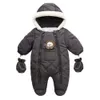 Nascido bebê snowsuit macacão grosso quente infantil com capuz macacão outerwear dos desenhos animados da criança menino menina roupas de inverno 231225
