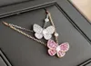 S925 Srebrny motyl Naszyjniki Proste pełne diament Słodka bajka Rose Gold Luxury Jewelry6487041