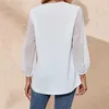 Kvinnor Bluses Womens Summer Chiffon V Neck Long Sleeve Blus Casual Loose Work Business Floral Shirts Tunic Tops