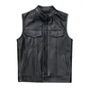 Black Collar Sleveveless Pu Vest Vest Kurtka Mężczyzna w górę i w dół z kieszeniami Faux skórzanymi kamizelkami Sm L XL XXL XXXL 231226