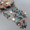 Yygem Natural Cultured Freshwater White Rice Pearl Multi Color Top-drilled Teardrop Crystal Long Necklace 49 "231225
