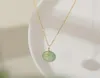 Wholale S925 Gold Plated Sterling Sier Round Jade Pendant Choker Necklace25801995020