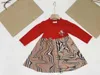 Popular girl dress round neck baby dresses Size 100-150 designer child skirt Up-down splicing design toddler frock Dec20