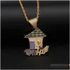 Colares de pingente que armadilham casa cz bling roxo gelado micro pavimentado colar para homens hiphop jóias8638904 gota entrega jóias pe dh1wx