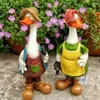 Gartendekorationen Paar Entenstatue Harz Ornamente Cartoon Kunst Tierskulptur Outdoor Landschaft Teich Hof Rasen Dekoration