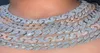 15mm Baguette Cuban Link Chain Necklace Rose Gold Two Tone 14K Silver Plated Diamond Cubic Zirconia Jewelry 14Inch20Inch4512521