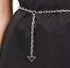 2021 PARD luxury designer triangle belt women stainless steel silver chain dress belt6097315