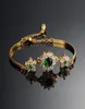 Moda tênis pulseira pulseiras correntes banhado a ouro brilhante flor redonda verde zircão jóias nupcial casamento designers pulseira para w8459404