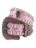 Rockstar Pink Diamond Belts Big Buckle Studded PU Leather Western Gray Rhinestone Belt for Men Women6833625