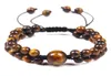 Beaded Strands Yellow Tiger Eye Men Bracelet Handmade Braided Double Gemstones Adjustable Chakra Healing Bracelets For Women Jewe3721300