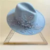 Broderad tredimensionell blomma fedora hatt kvinnors jazz topp hatt vår och hösten panama kyrka mode elegant bröllopshatt 231225