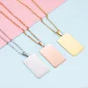 Colliers pendentif 10 pièces / lot personnalité simple collier géométrique miroir en acier inoxydable rectangulaire pour les femmes laser