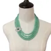 Hot Sell Natural Dongling Green Jade Beads Multi-Layered Micro Inlay Zircon Clasp Halsband Fashion Jewelry