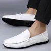 Summer Man Loafers Wedding Dress White Driving Moccasins Footwear Men Casual Shoes Split Leather Slip On Lightweight Male 231226