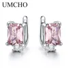 UMCHO solide 925 en argent Sterling boucles d'oreilles à pince pour les femmes Rose Morganite pierre précieuse de mariage fiançailles bijoux de mode cadeau 220219708763