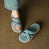 Тапочки Haze синие, женские повседневные пляжные летние туфли с перекрестными ремешками, розовые шлепанцы на платформе на толстой подошве, шлепанцы для отдыха на открытом воздухе Sapato