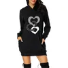 Casual Dresses Women's Dress Hoodies O-Neck Sports Valentine's Day Shirt-Dress Långärmad bodycon Sexig knäslängd Vestidos